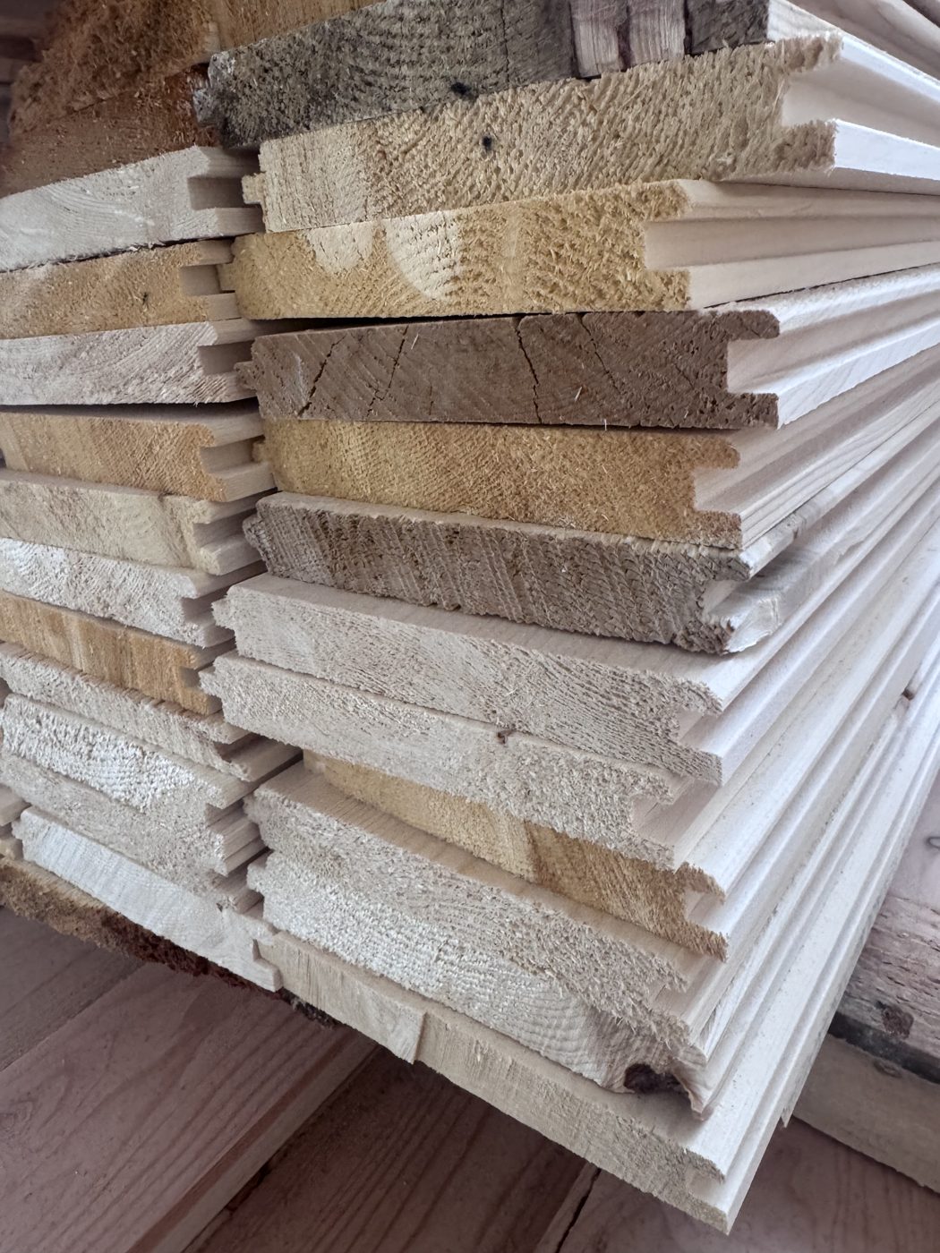 Spruce tongue and groove stack
