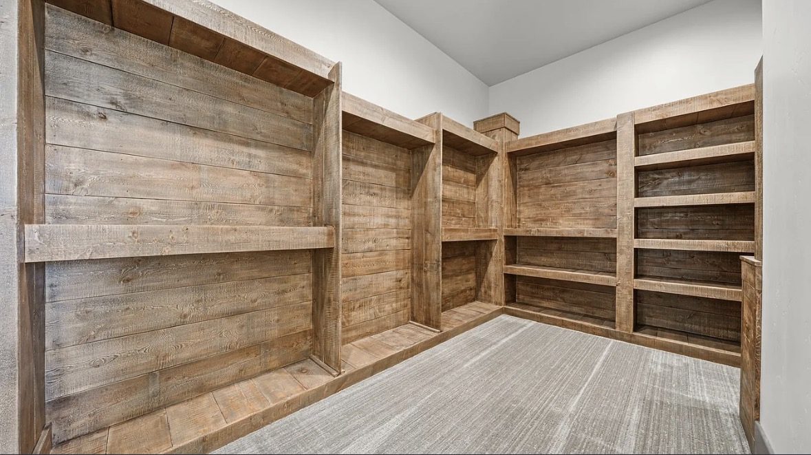 Doug fir built-in shelving